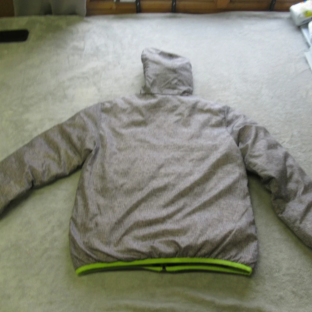 Eddie Bauer‎ Down Jacket Kids Medium Gray Black Reversible Puffer Cirruslite